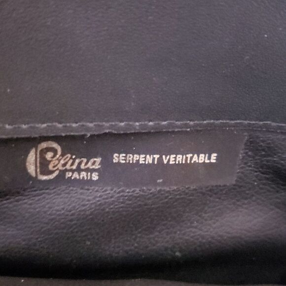 Celina Paris Olive Green Serpent Skin Leather Shoulder Purse Gold Hardware - Picture 8 of 8